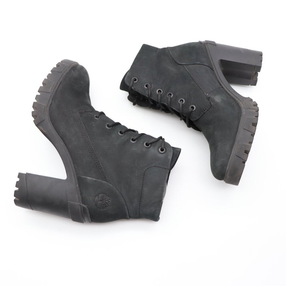 Timberland Lana Point 6 Inch Lace Up Black Nubuck Women's Size 8 Heeled Boots - Picture 7 of 11